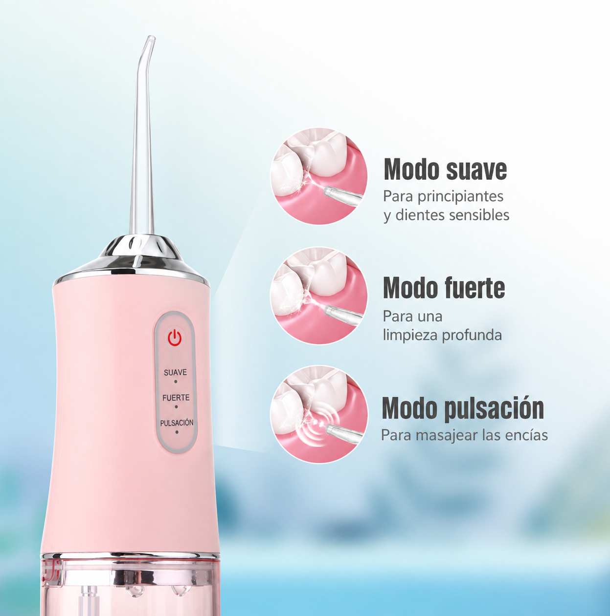 Irrigador bucal eléctrico portátil