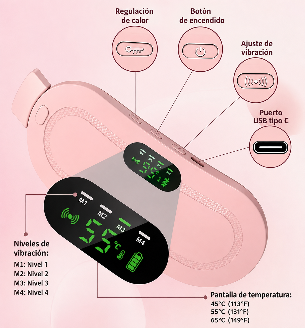 Almohadilla térmica inteligente para aliviar molestias menstruales